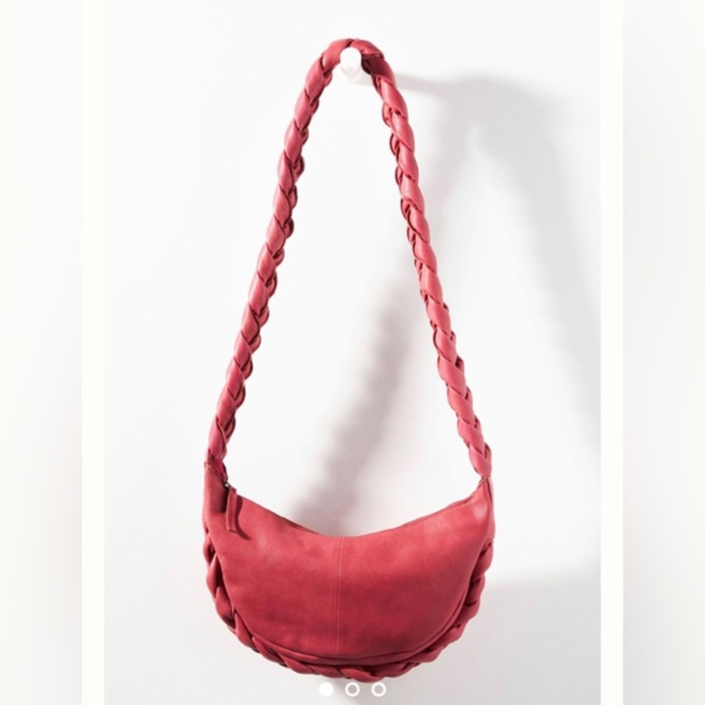 Anthropologie Braided Leather Crossbody Sling Bag